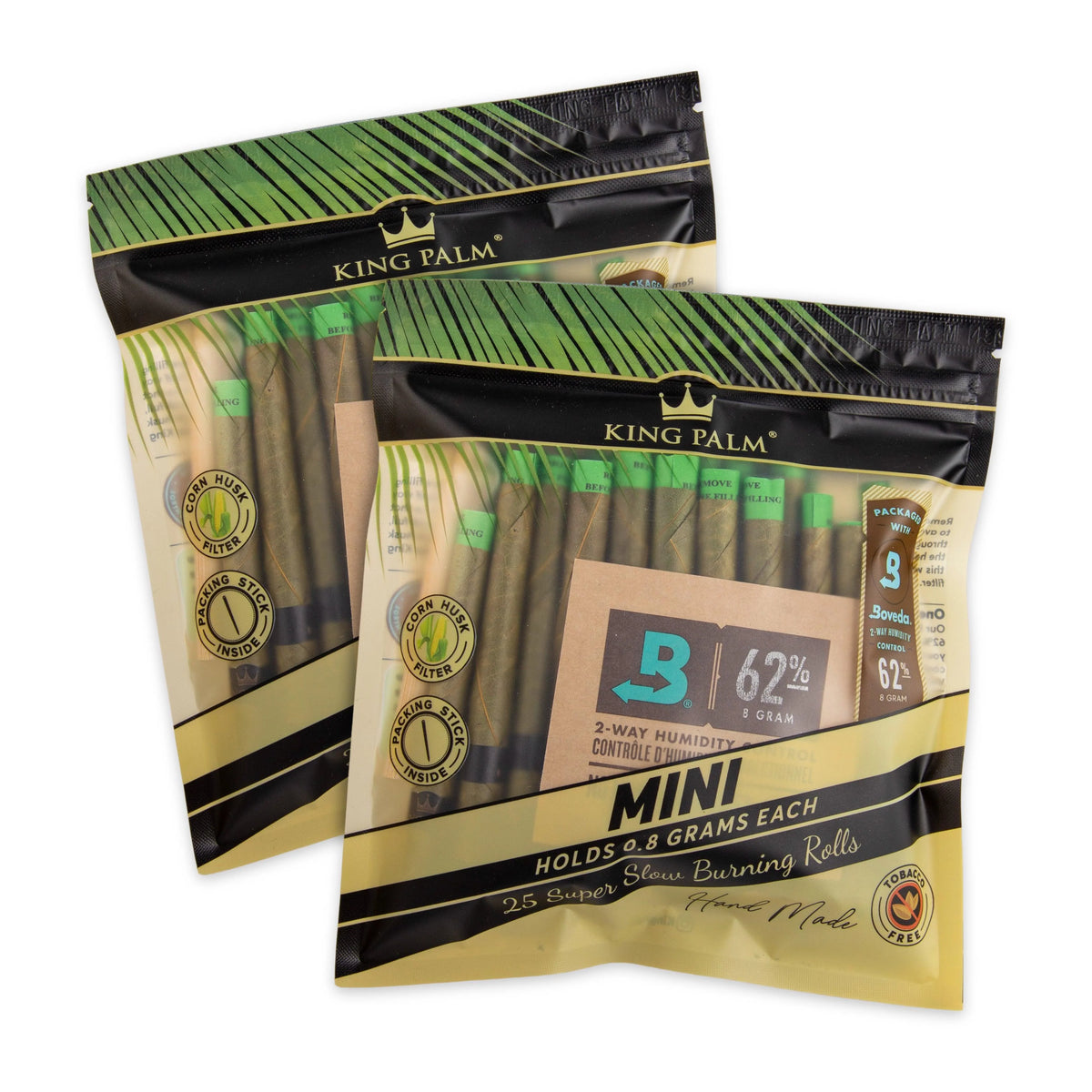 King Palm Mini Size Natural Pre Roll Palm Leaf Tubes - 25 Pack