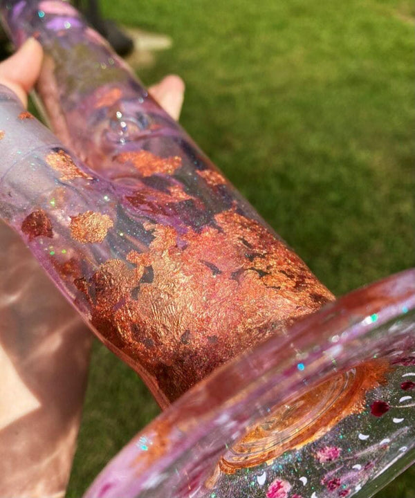 Goldflake Flower Resin Straight Tube World of Bongs