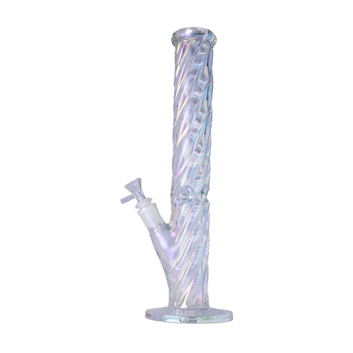 Twisted Iridescent Straight Tube Glass Bong