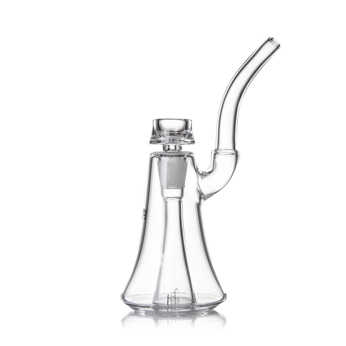 Clear glass Bubbler smoking device on a white background