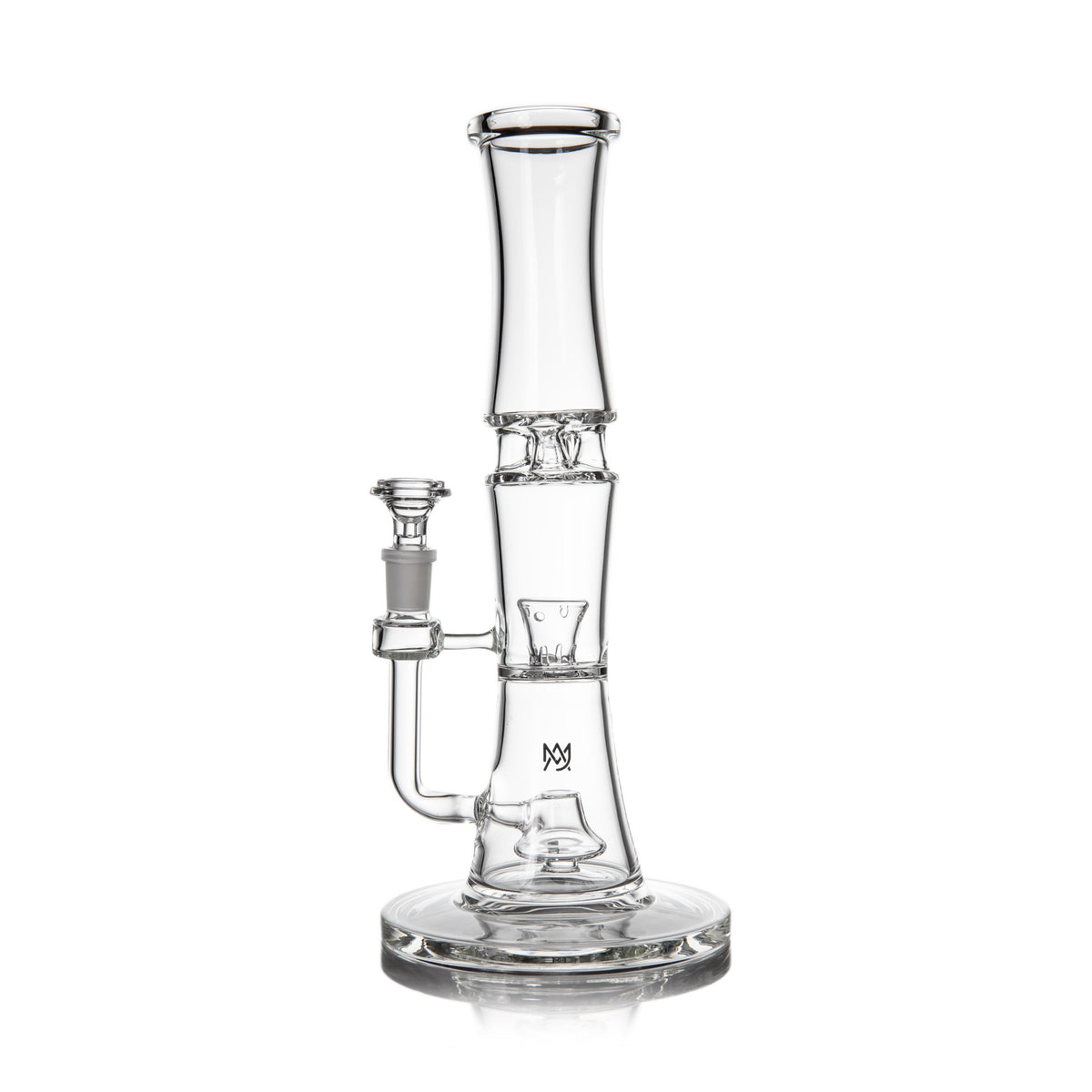 Clear glass water pipe on a white background