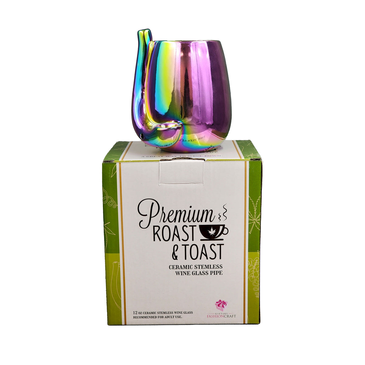 Iridescent Stemless Wine Glass Pipe