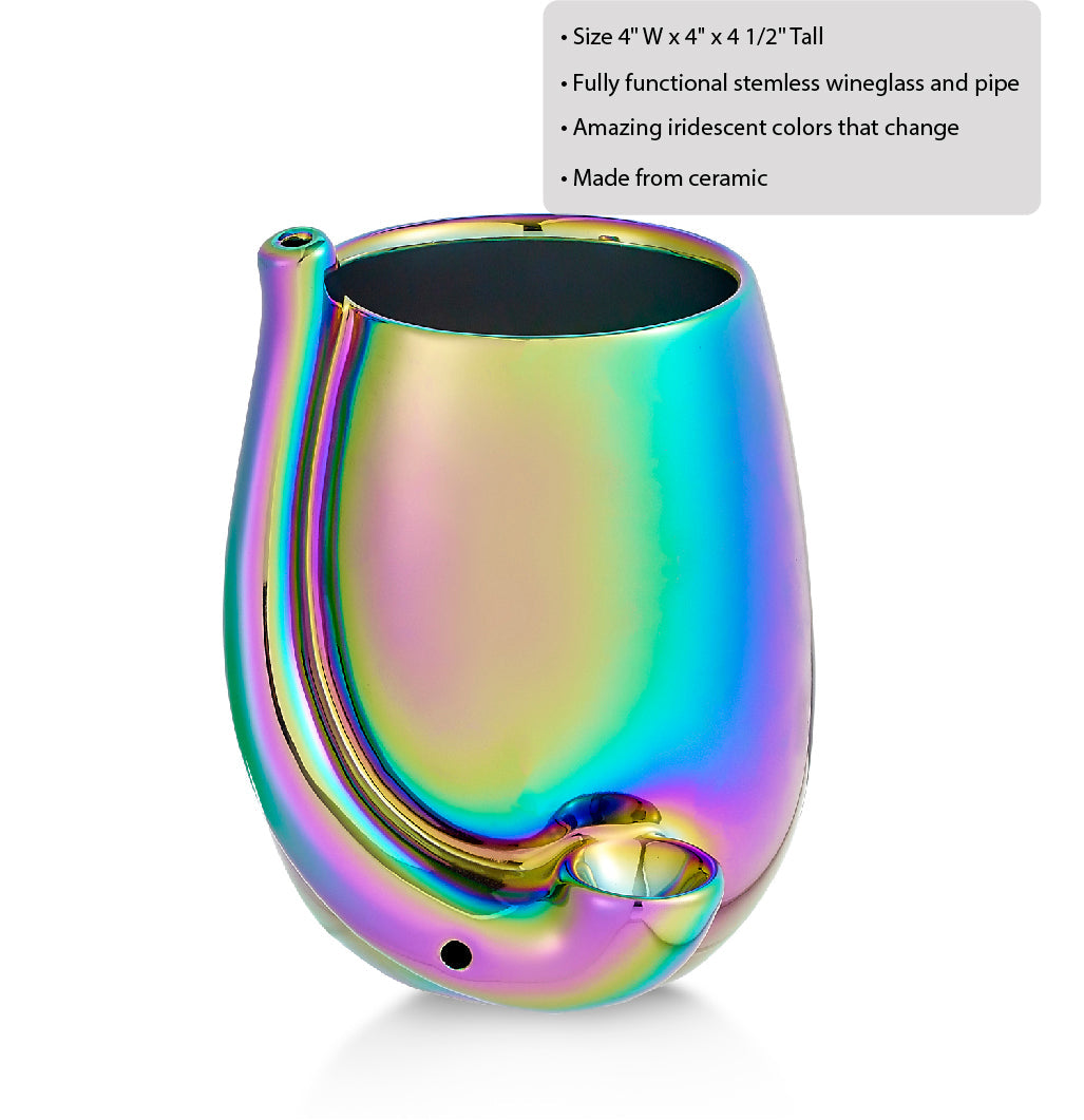 Iridescent Stemless Wine Glass Pipe