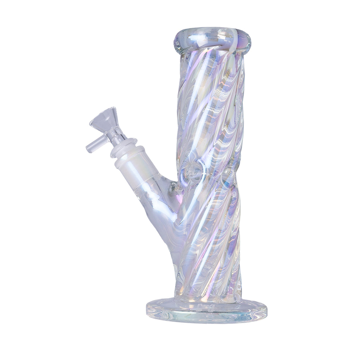 Iridescent glass bong on a white background