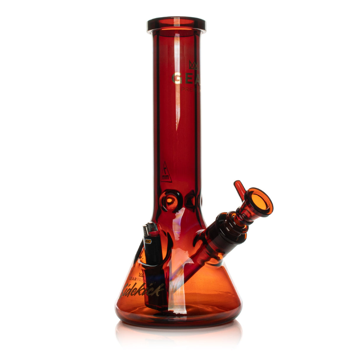 Red Sidekick glass bong on a white background