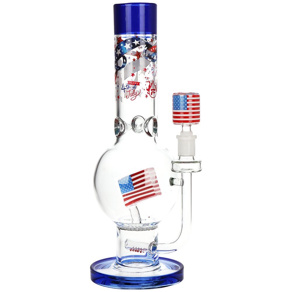 4th of July Glass Water Pipe Bong on white background 