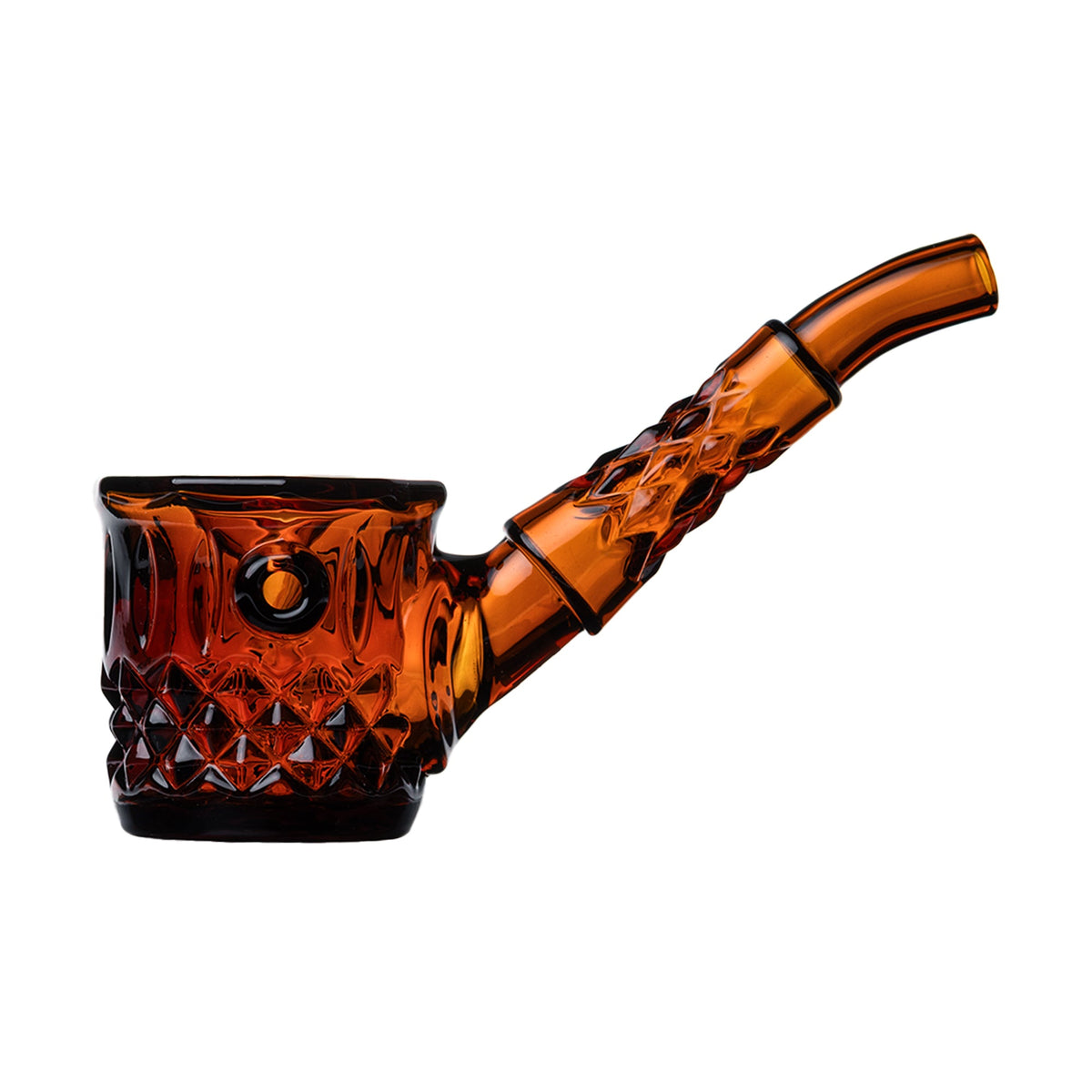 Brown glass pipe on a white background