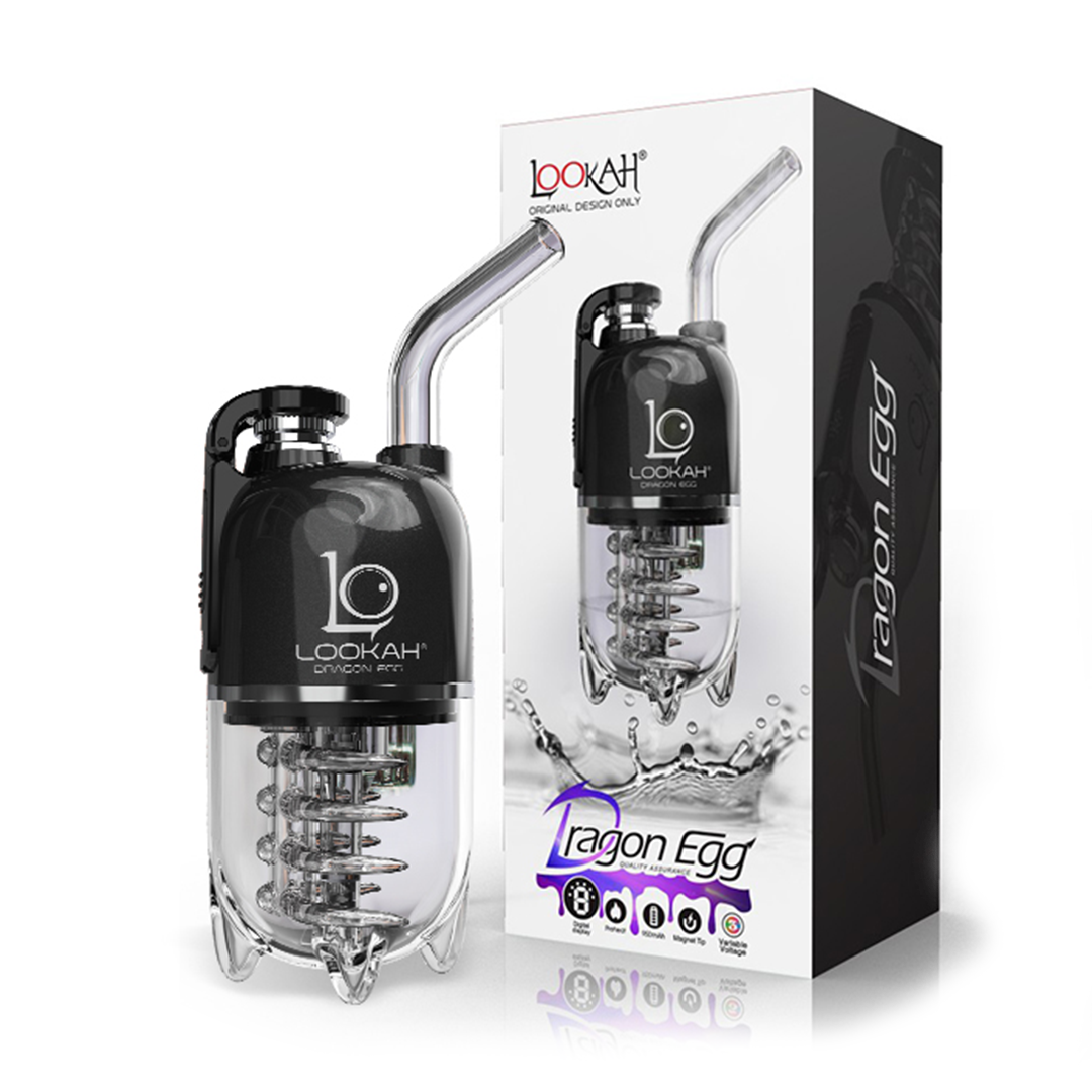 Lookah Dragon Egg E-Rig vape pen with packaging on a white background