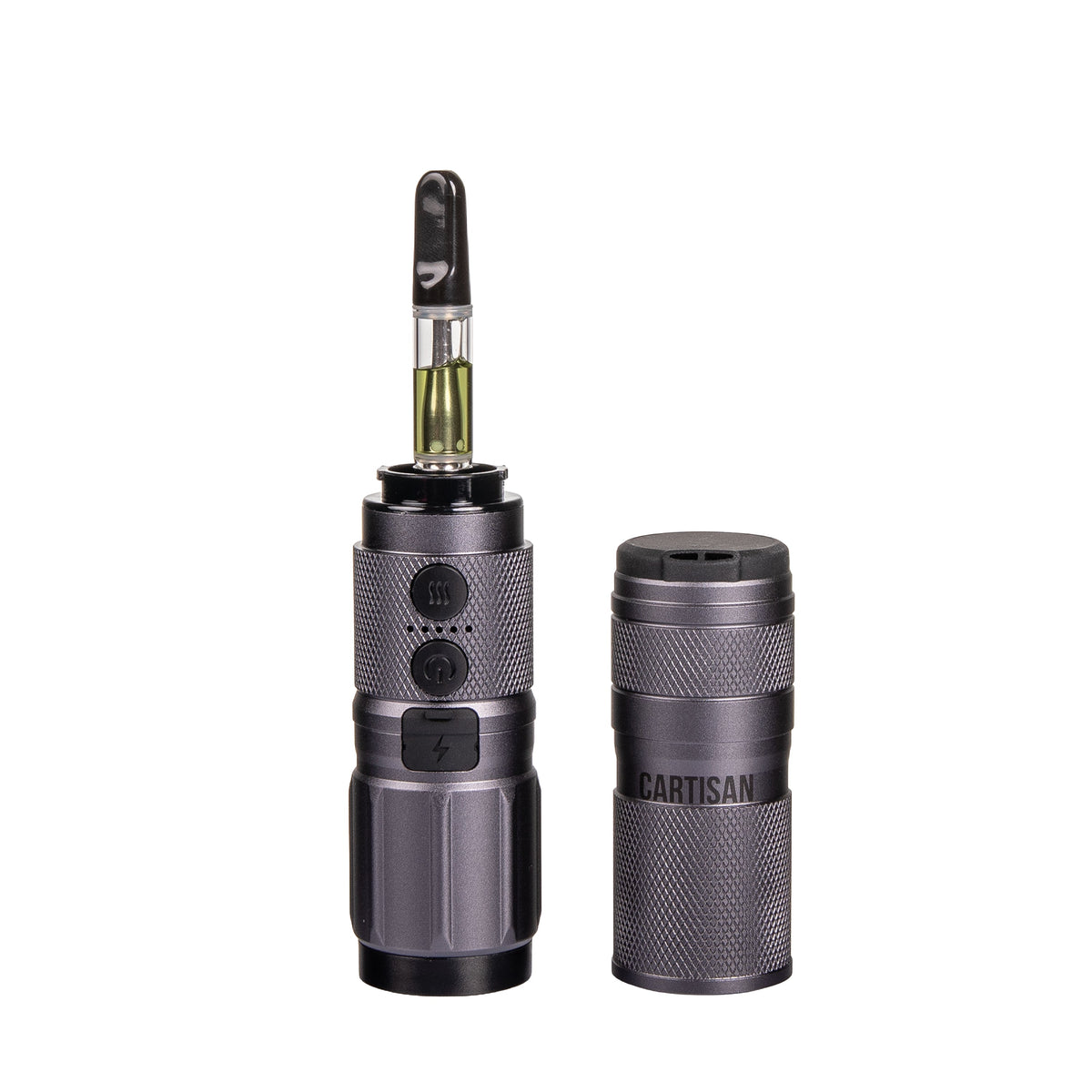 Black cart battery vape with cart and flashlight 