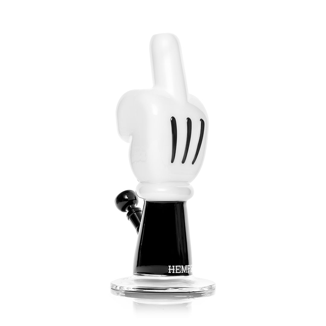 Cartoon Middle Finger Funny Glass Bong on white background