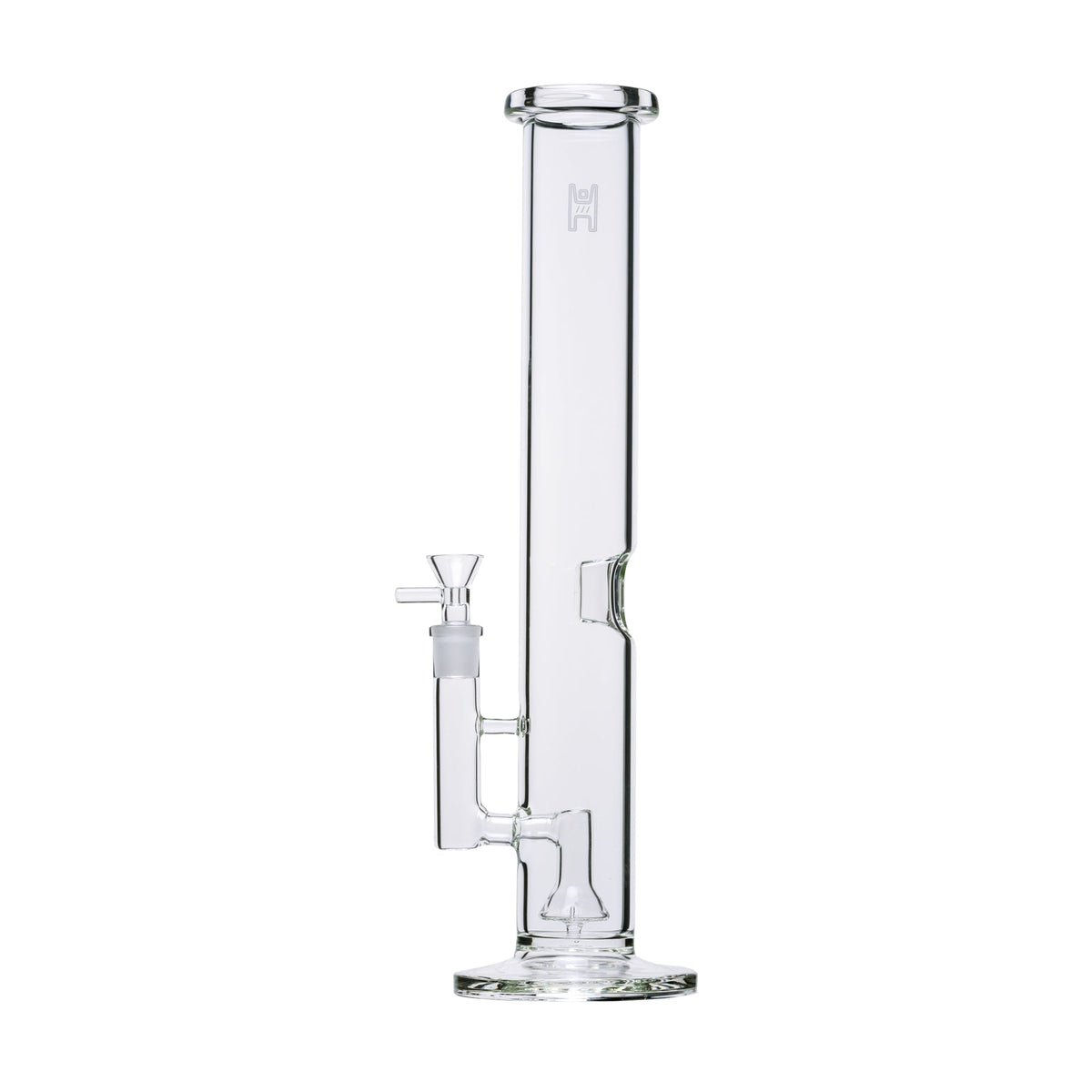 Clear glass XL water pipe on a white background