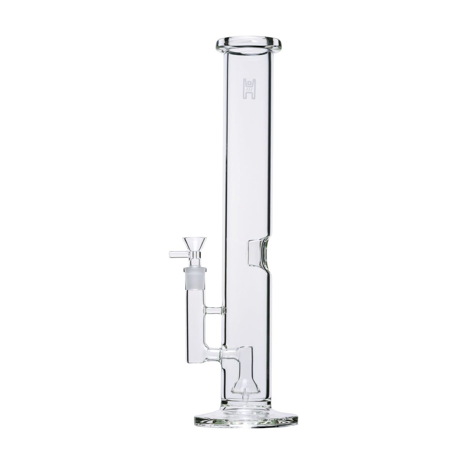 Clear glass XL water pipe on a white background