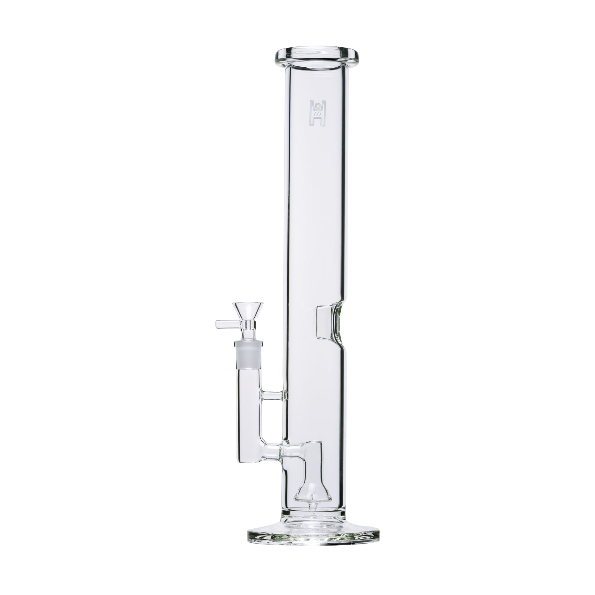 Clear glass XL water pipe on a white background