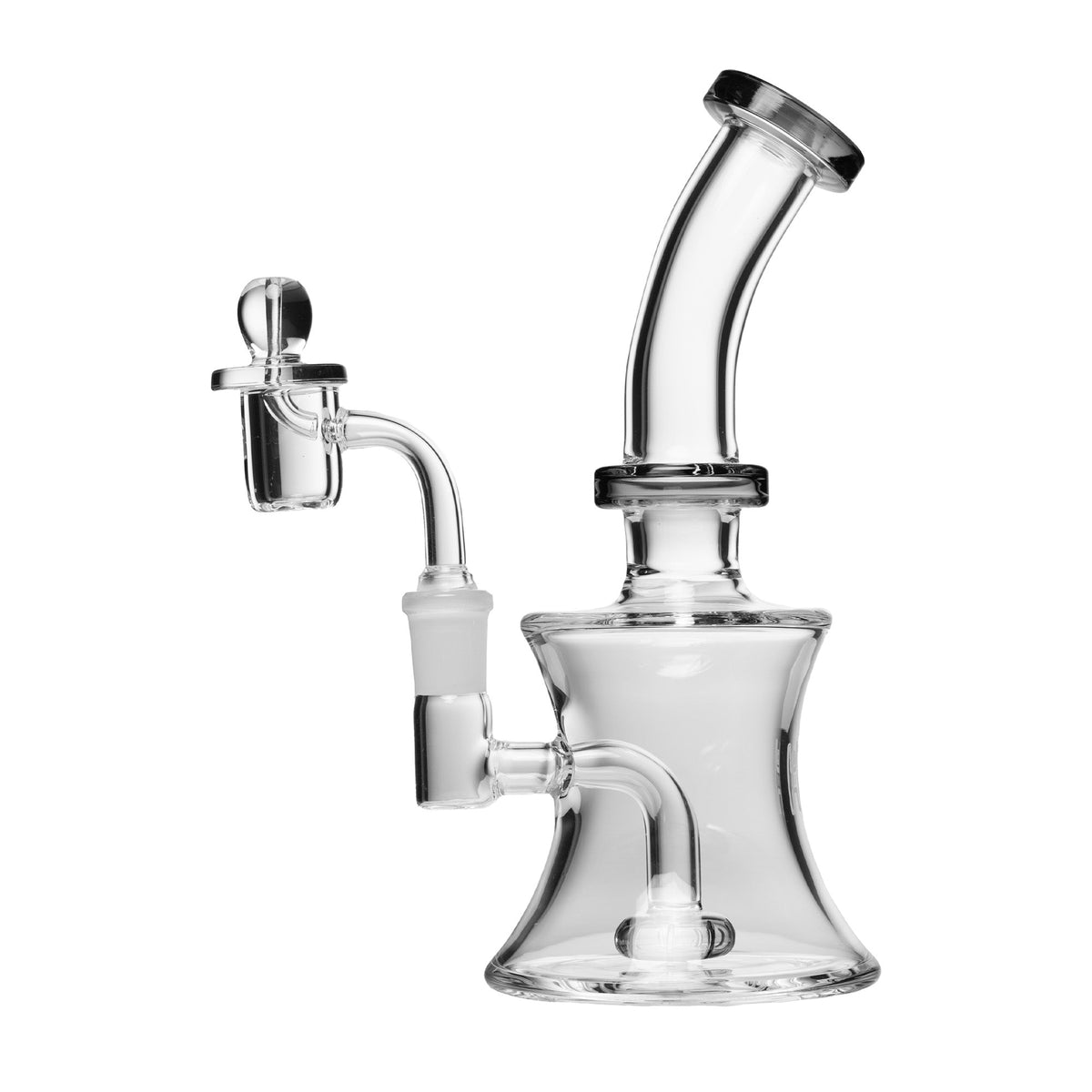 Clear glass Dab Rig  water pipe on a white background