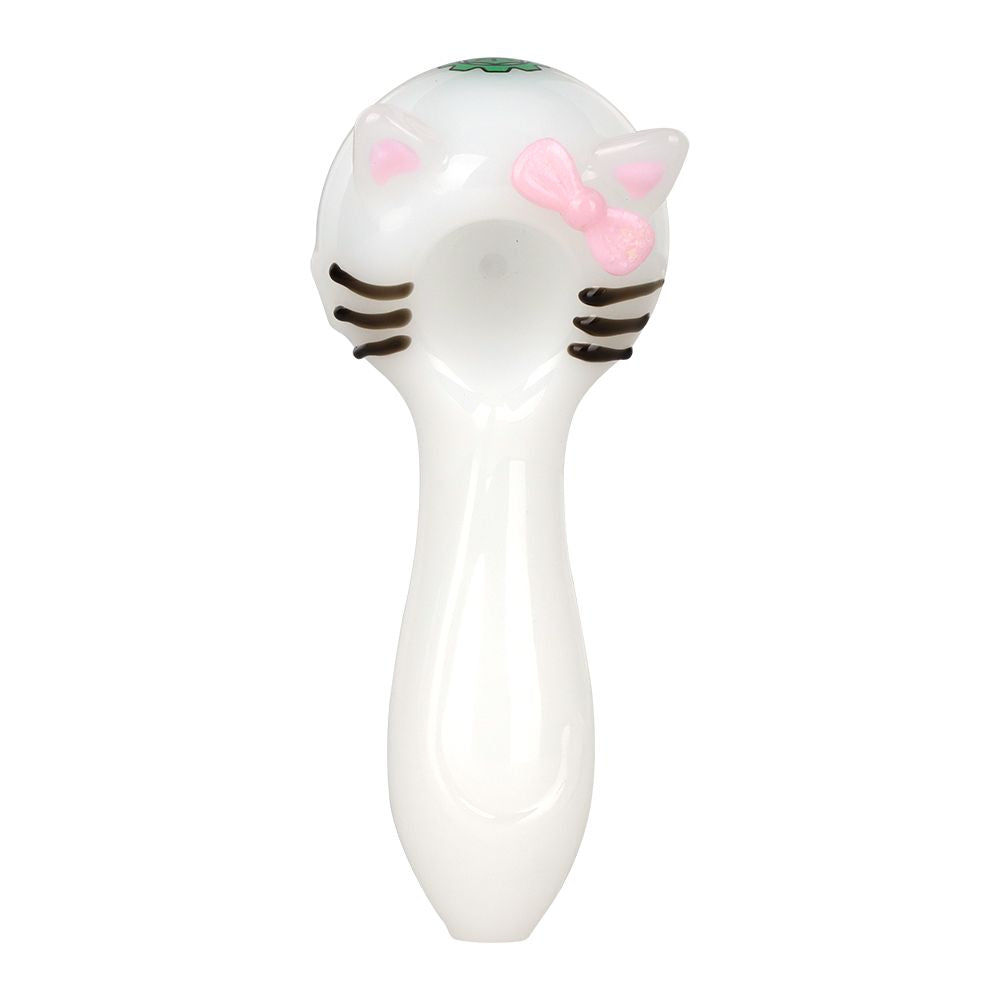 Cute cat white glass pipe on a white background 