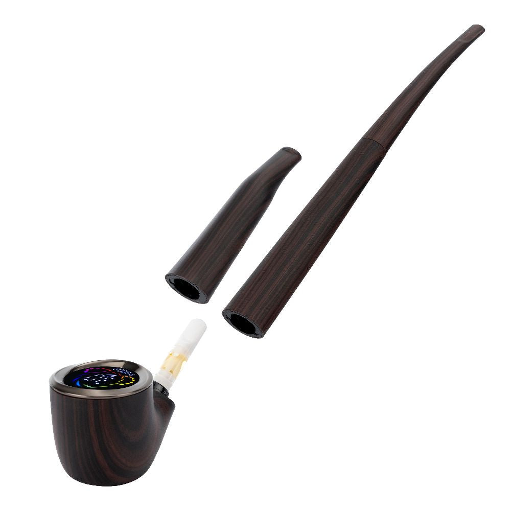 Wooden like cart battery wizard pipe with accessories on a white background