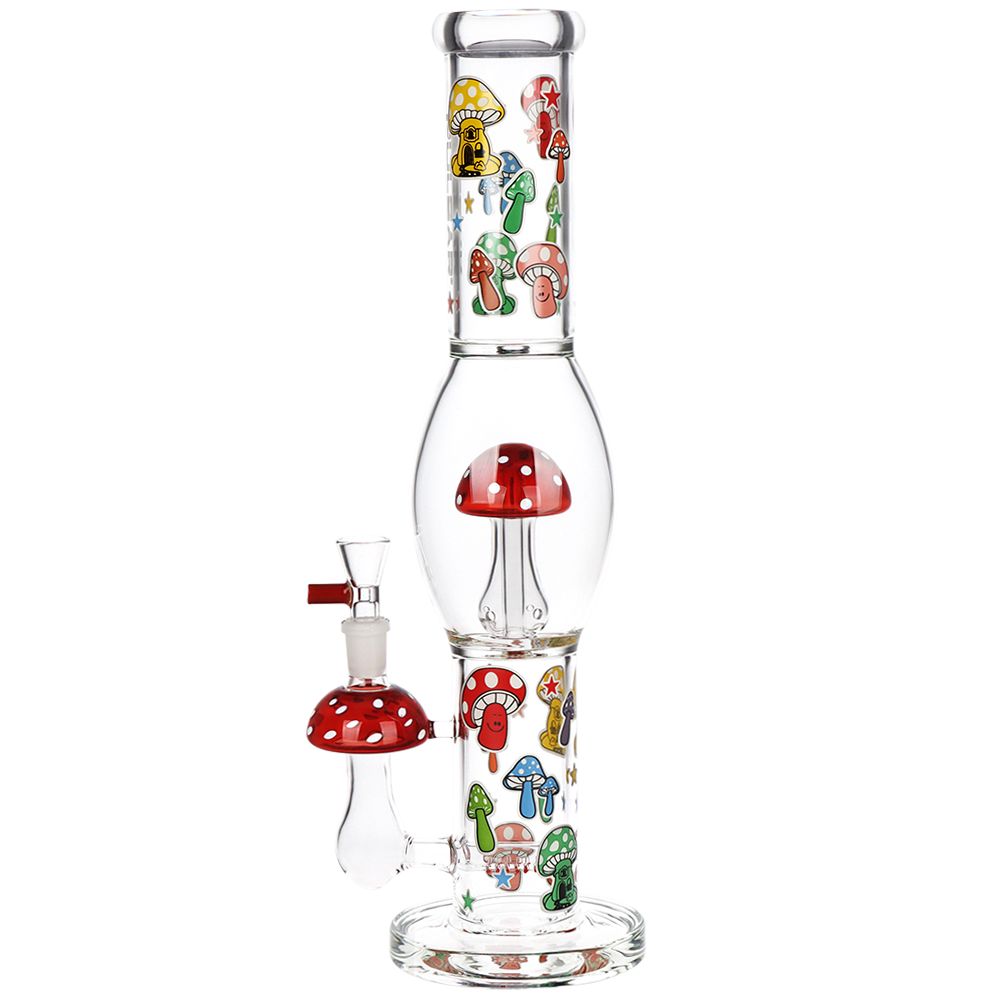 Double Mushroom Percolator Bong a white background
