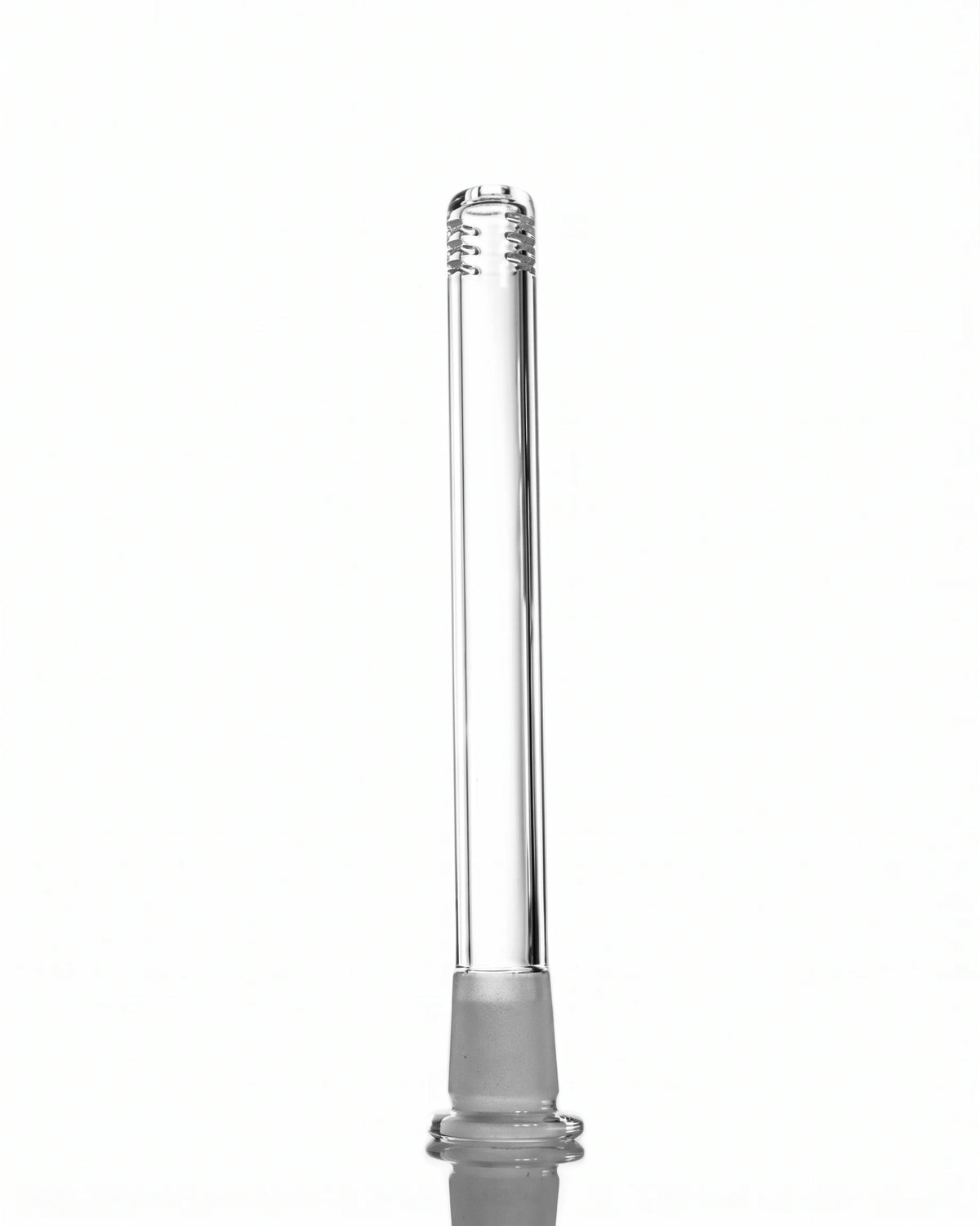Clear Glass Downstem for water pipes and bongs on a white background