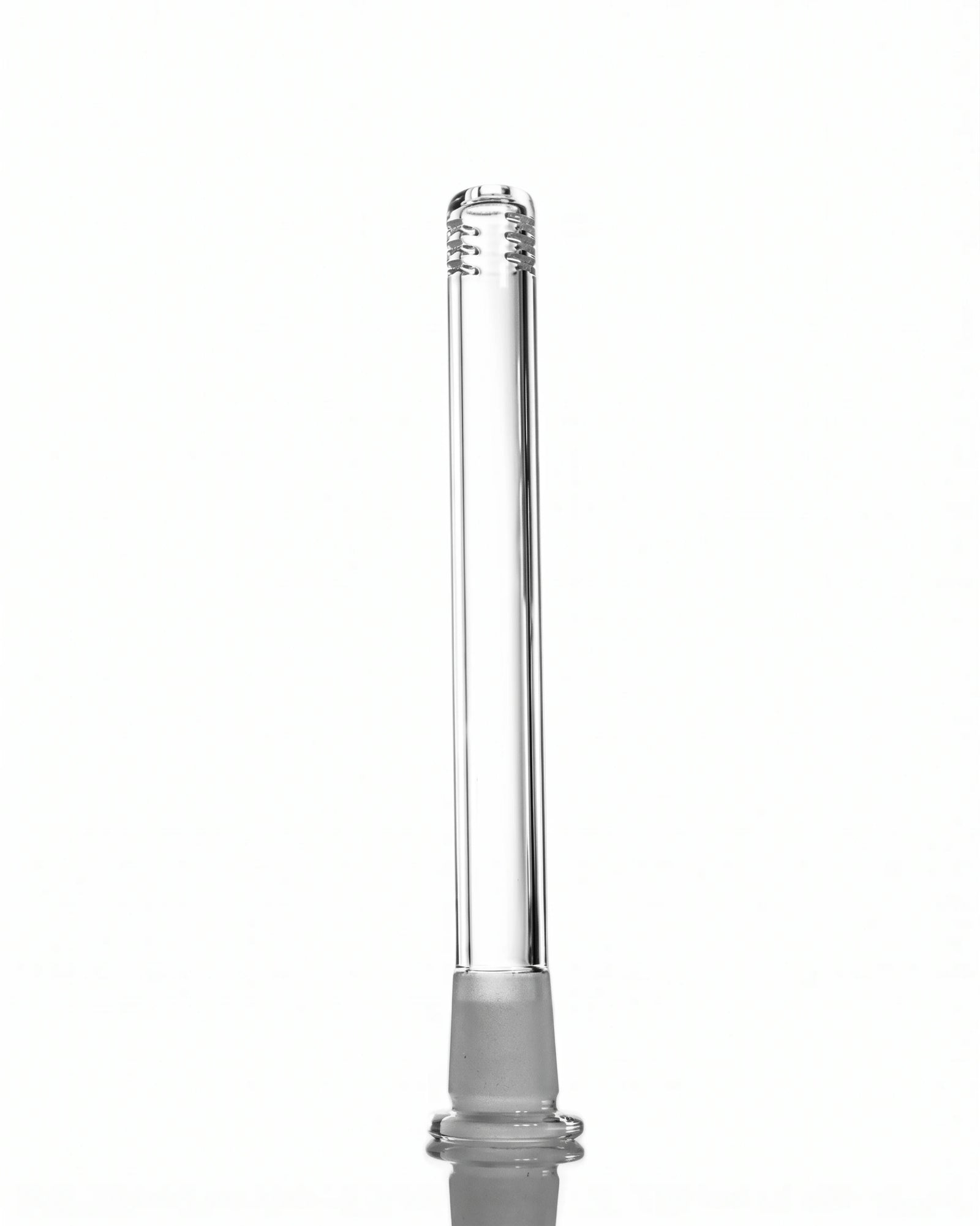 Clear Glass Downstem for water pipes and bongs on a white background