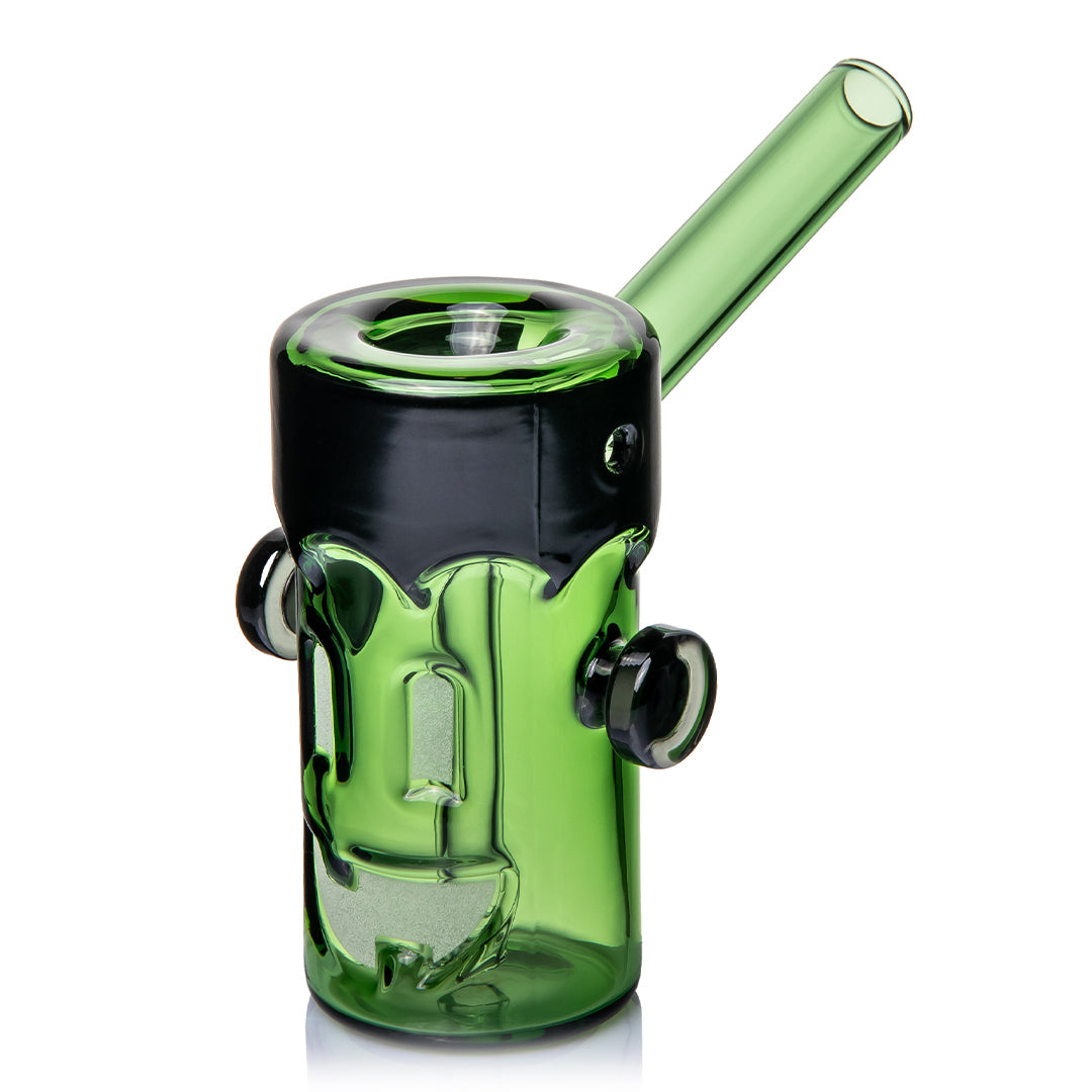 Green Frankenstein Glass Bubbler on a white background