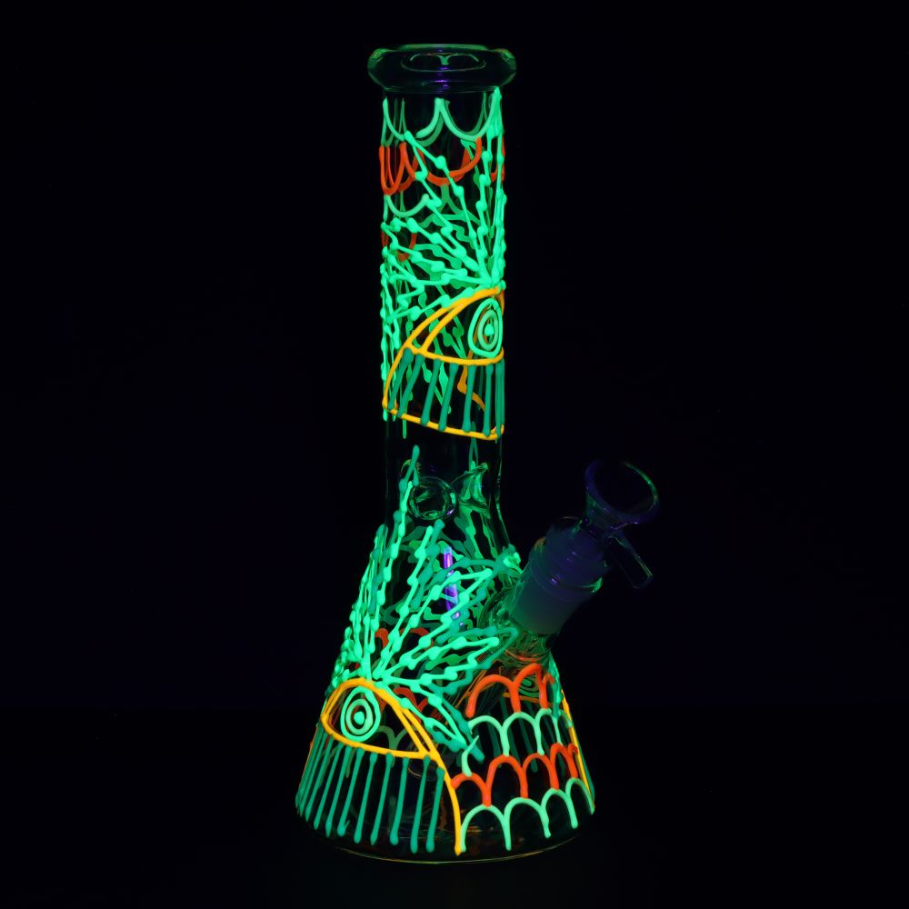 Glowing neon bong on a black background