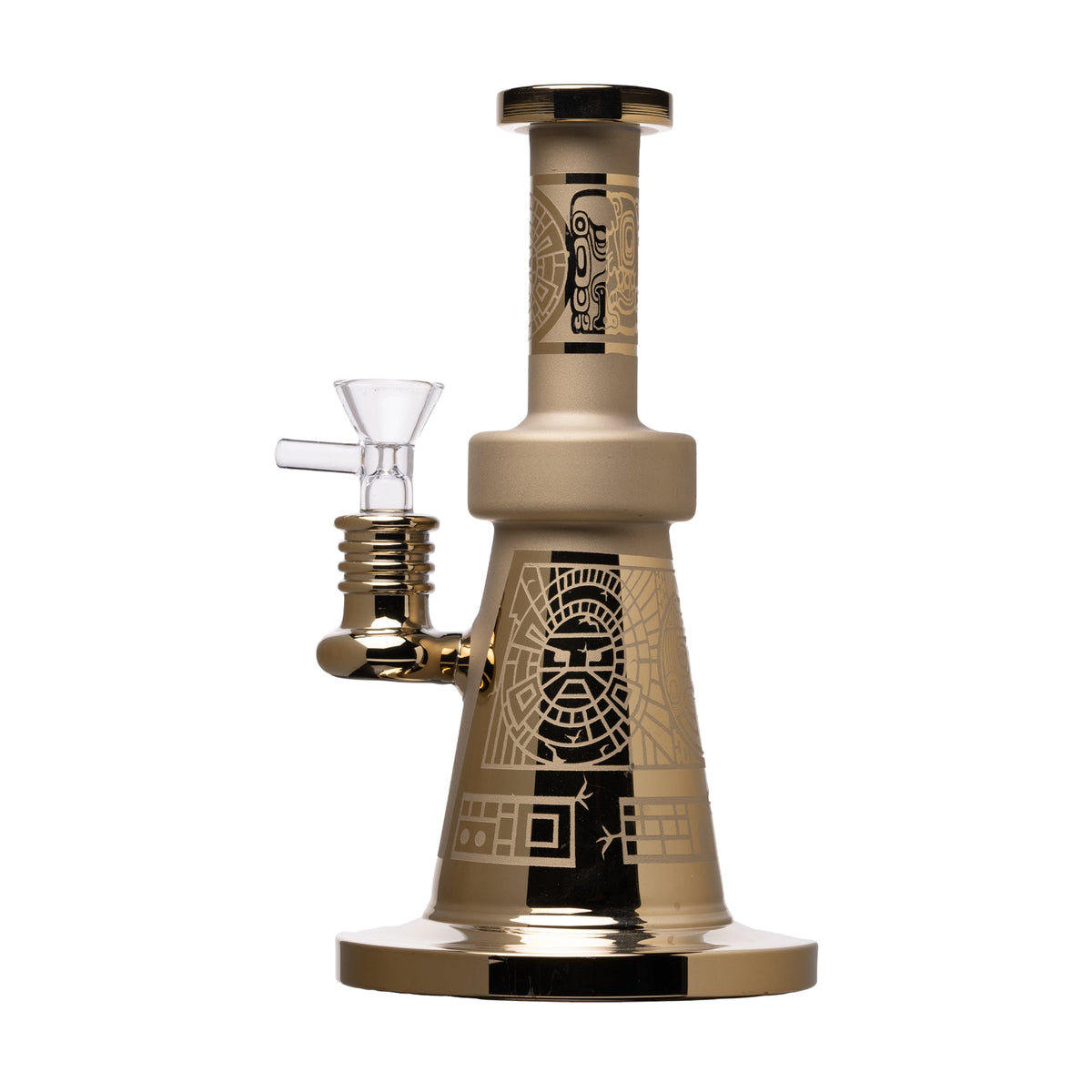 Aztec Sandblasted Glass Water Pipe