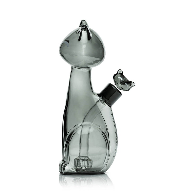 Side Image of Cat XL Glass perc bong with Cat Bowl