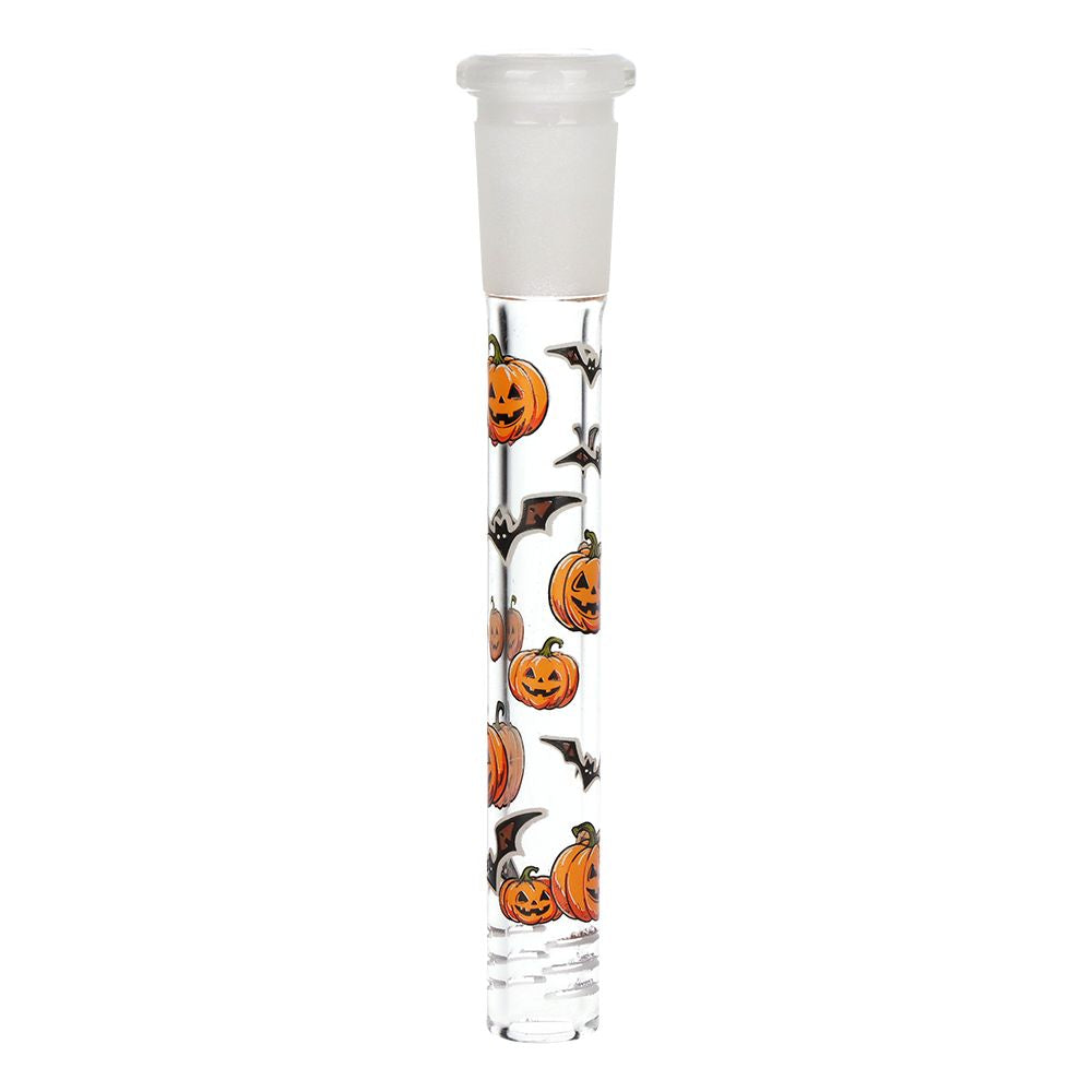 Clear Downstem with Pumpkin and bats design