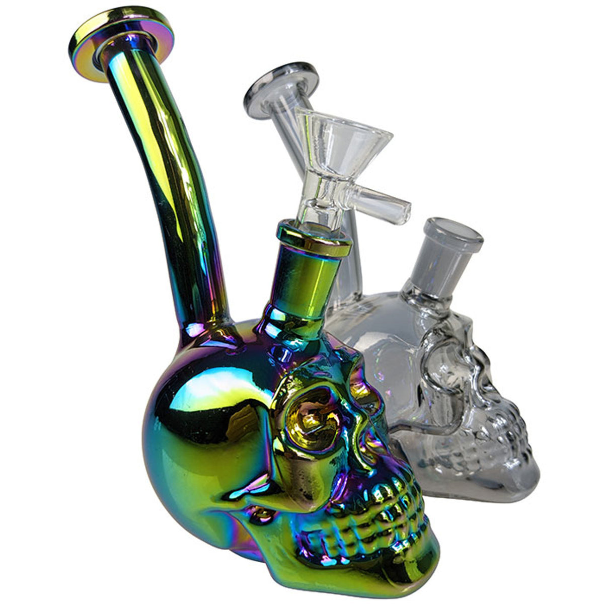 Electroplated Skull Glass Bong - 6 IN