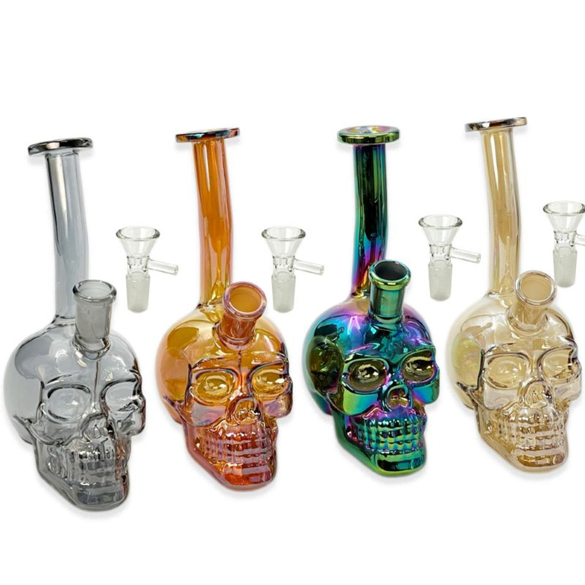 Electroplated Skull Glass Bong - 6 IN