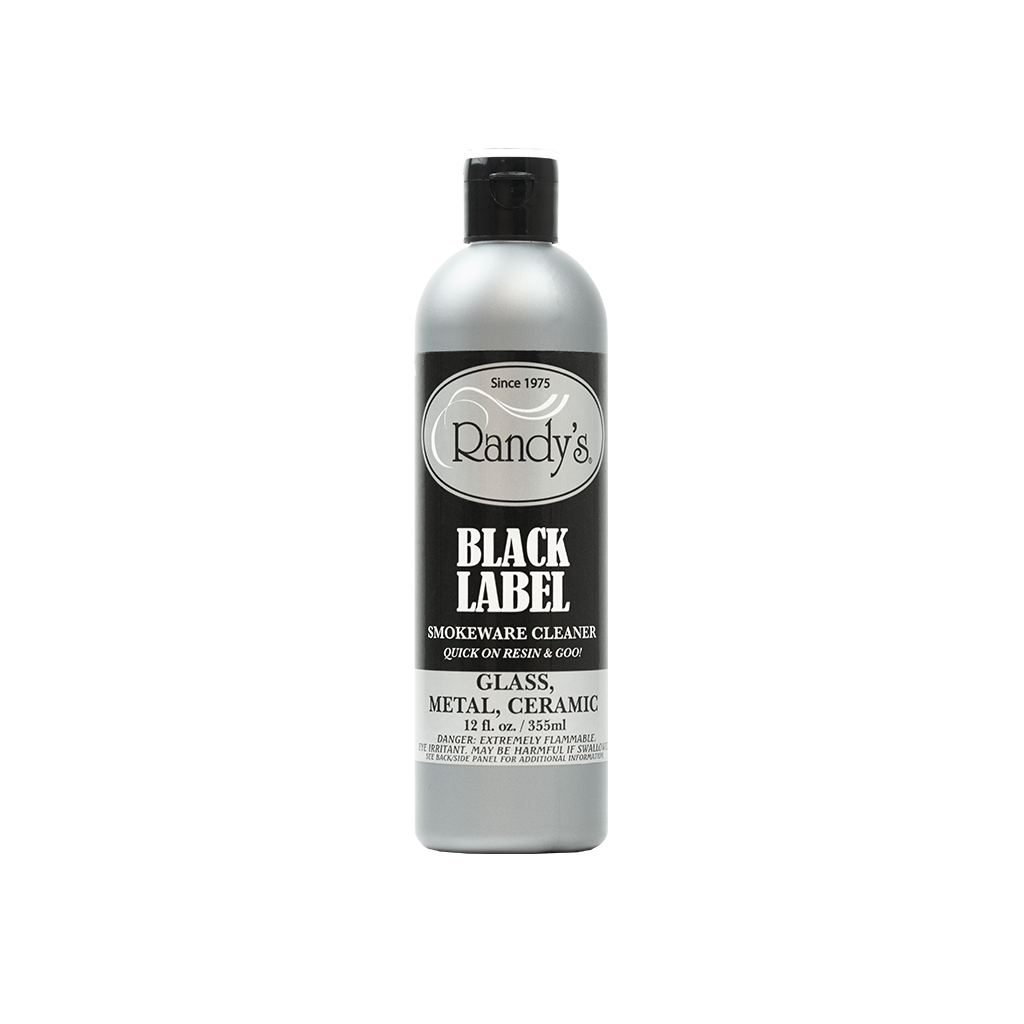 Bottle of Randy's Black Label Smokeware Cleaner on a white background