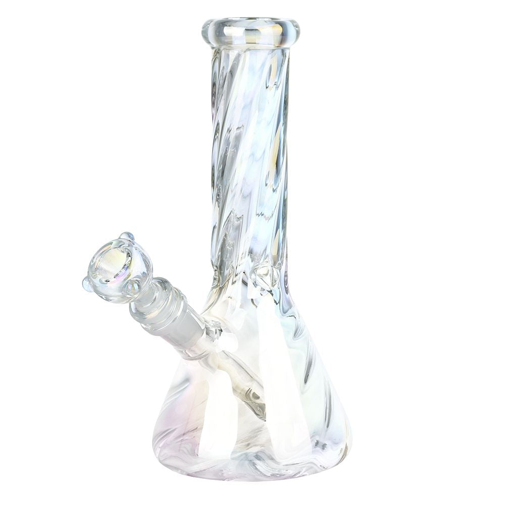 Iridescent twist glass bong with bowl