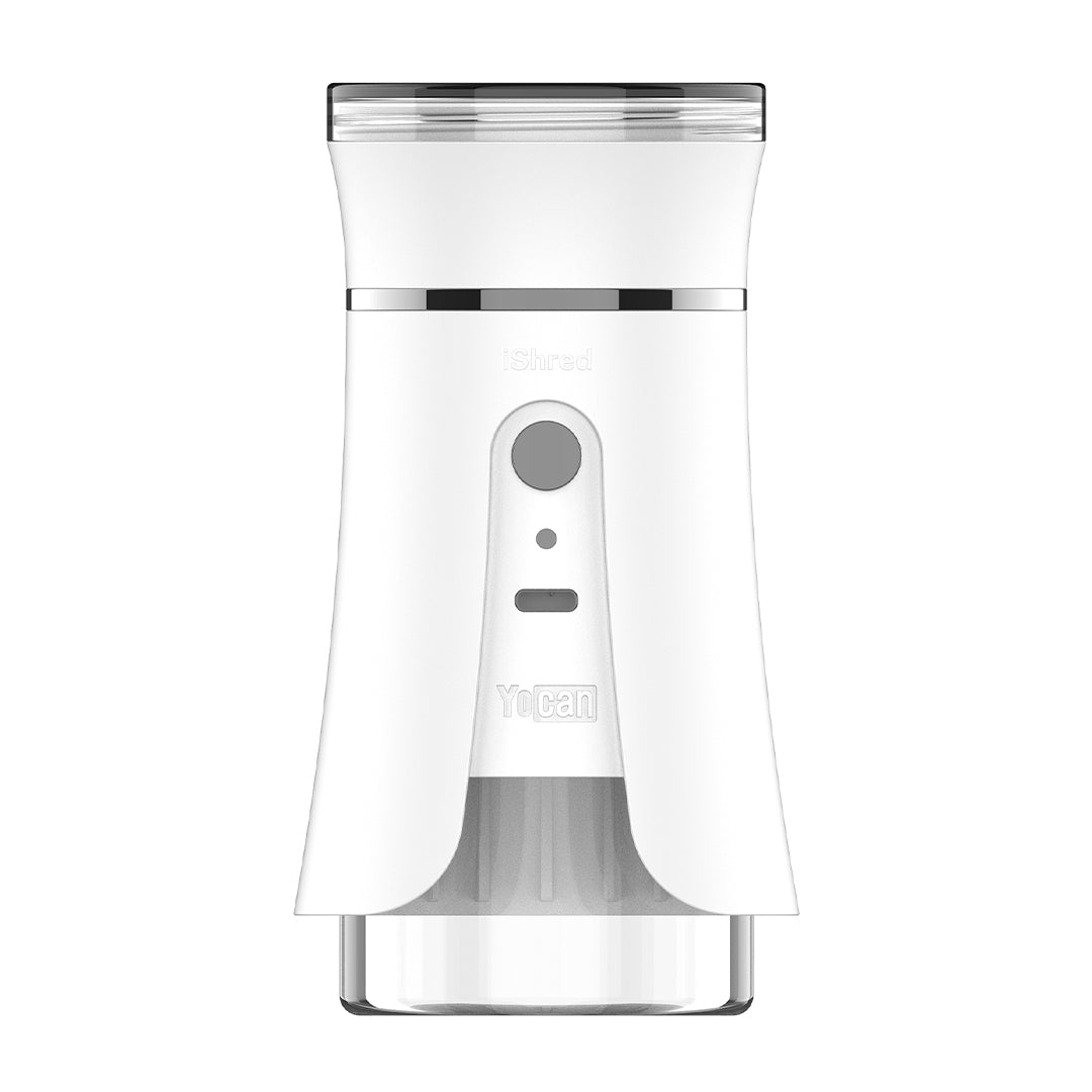 Clear  ishred Yocan Electric Grinder with a clear container on a white background