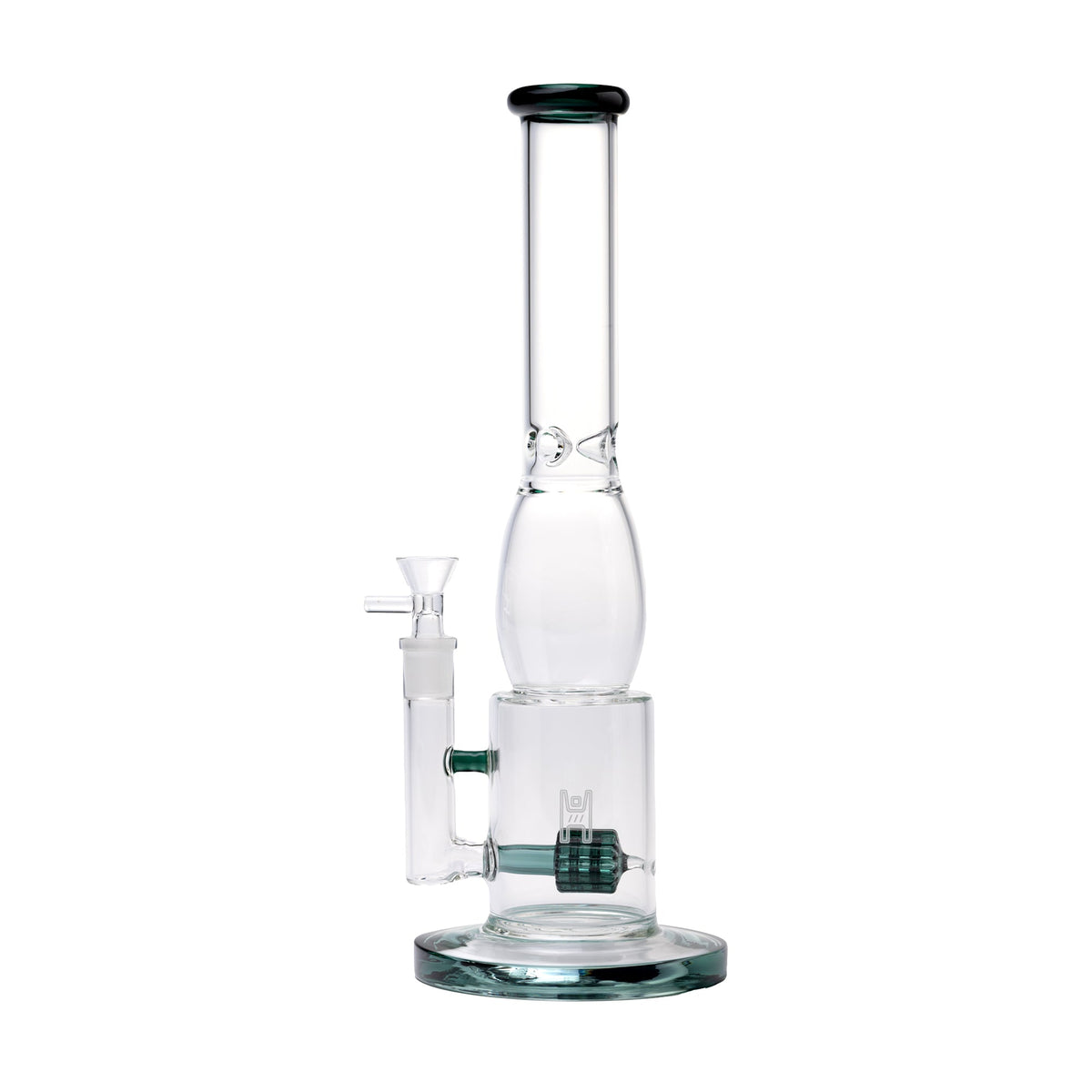 Clear and Lake green Big Lantern Water Pipe with percolator on white background 