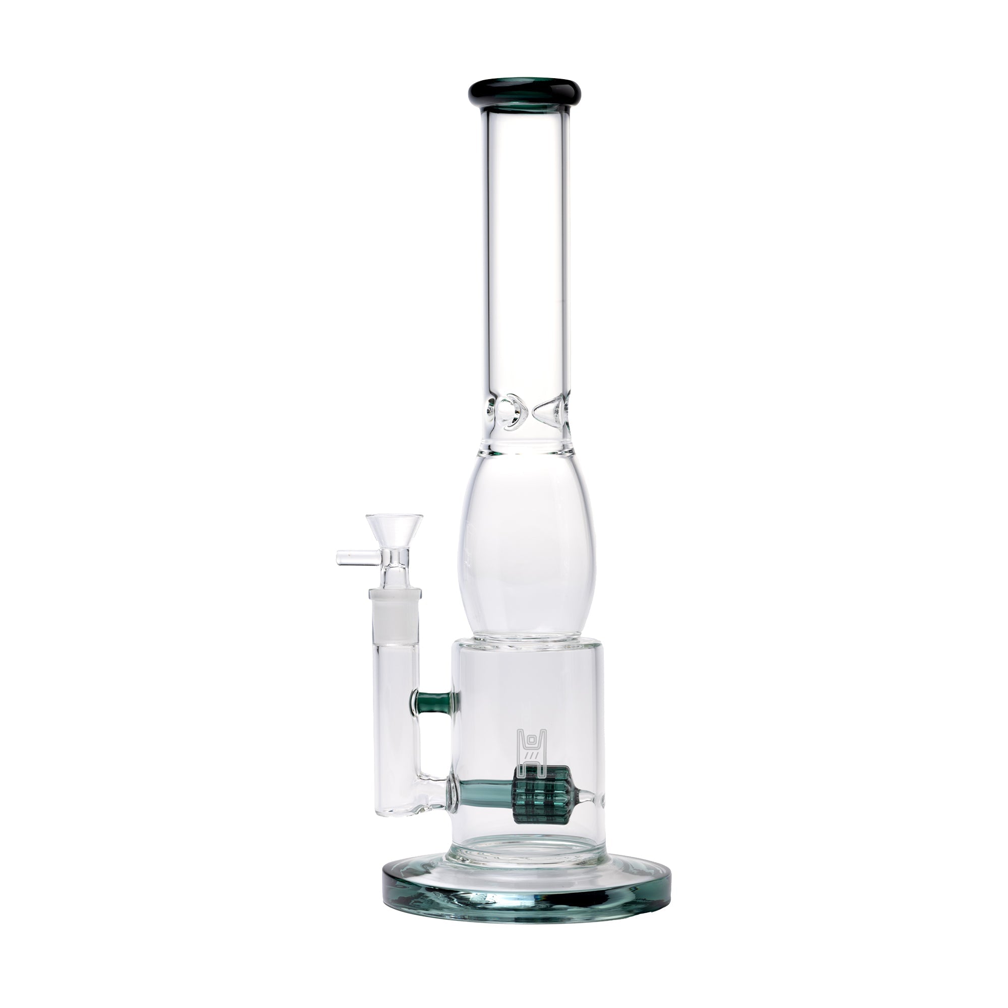 Clear and Lake green Big Lantern Water Pipe with percolator on white background 