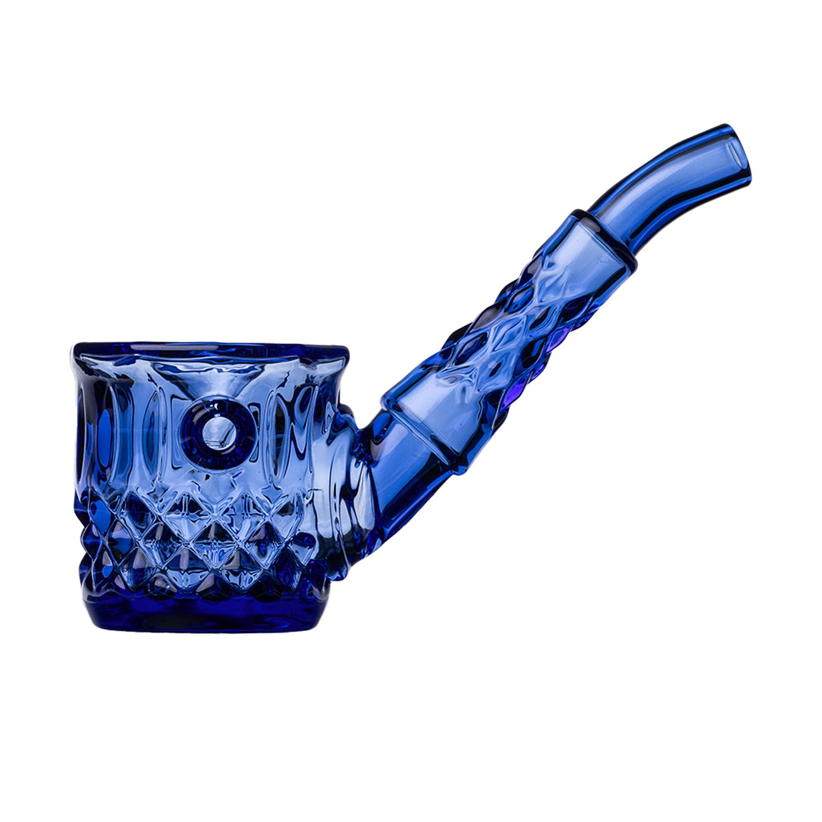Blue glass pipe on a white background