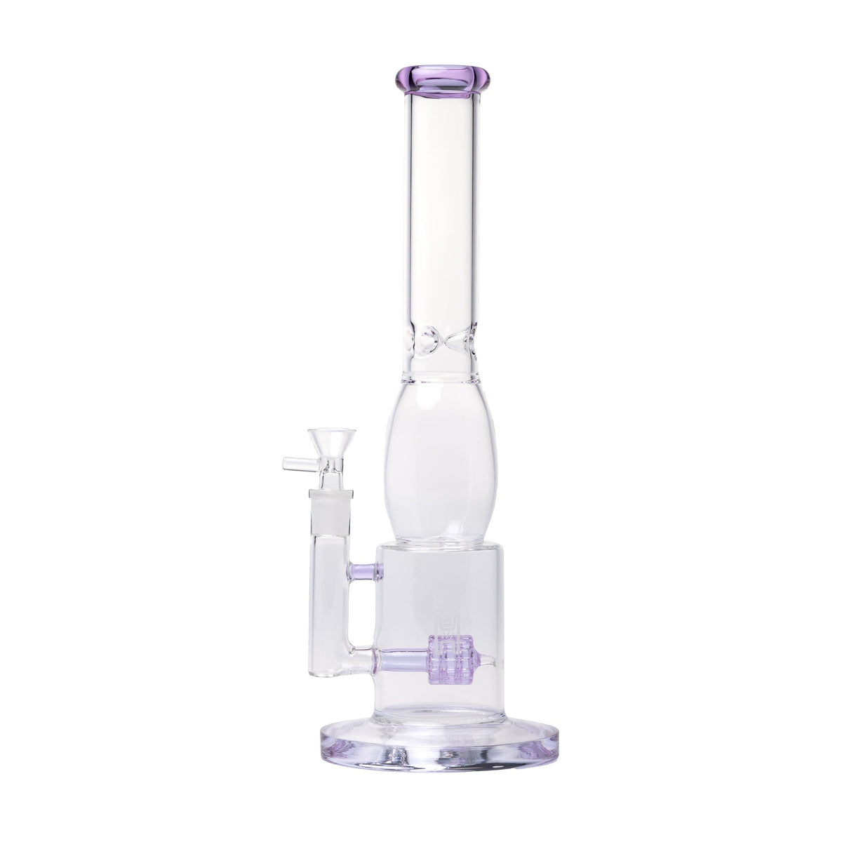 Clear and purple Big Lantern Water Pipe with percolator on white background 