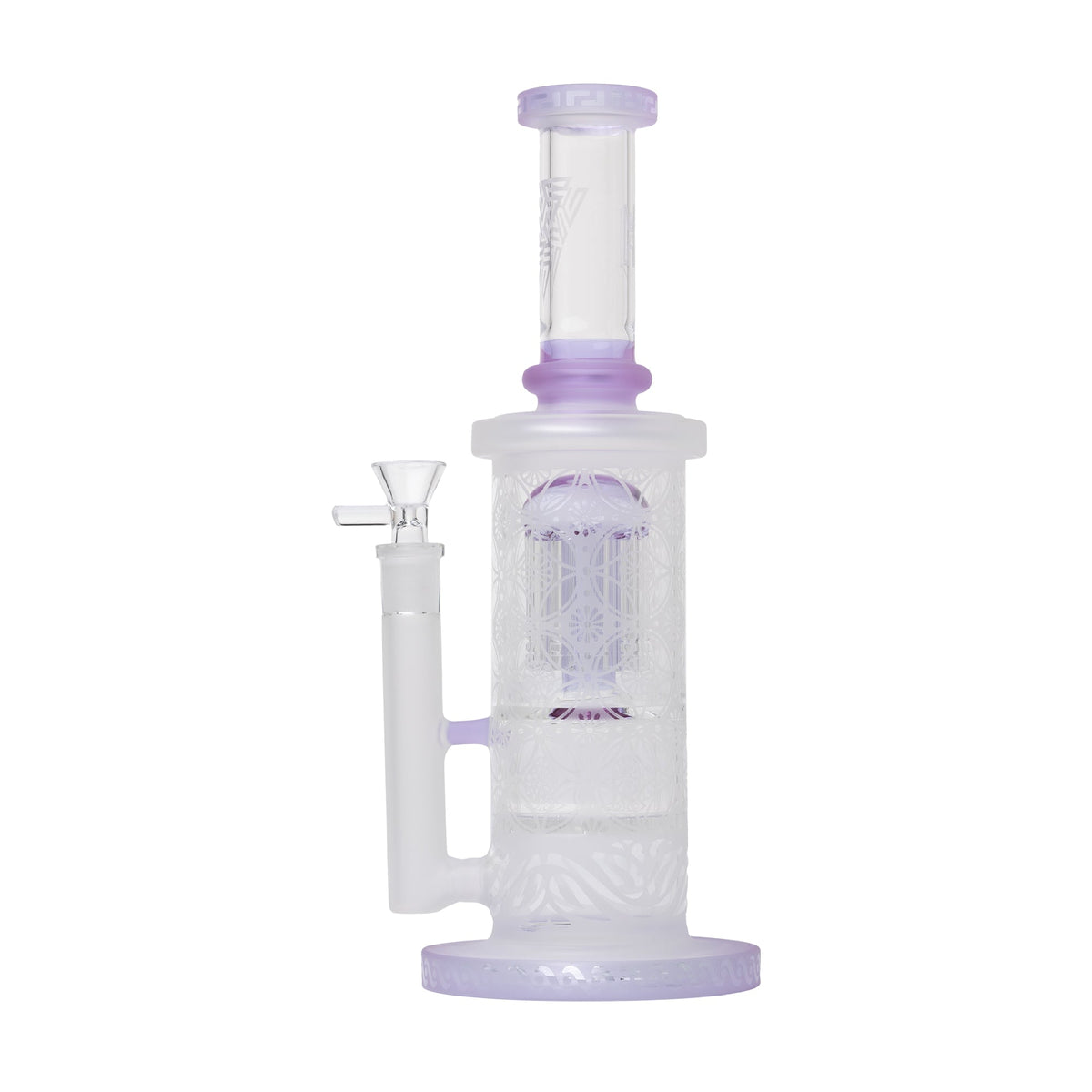 12" Double Perc Sacred Sandblasted Glass Water Pipe