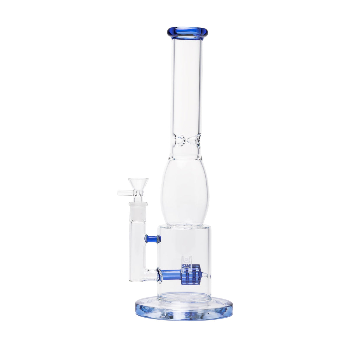 Clear and Blue Big Lantern Water Pipe with percolator on white background 