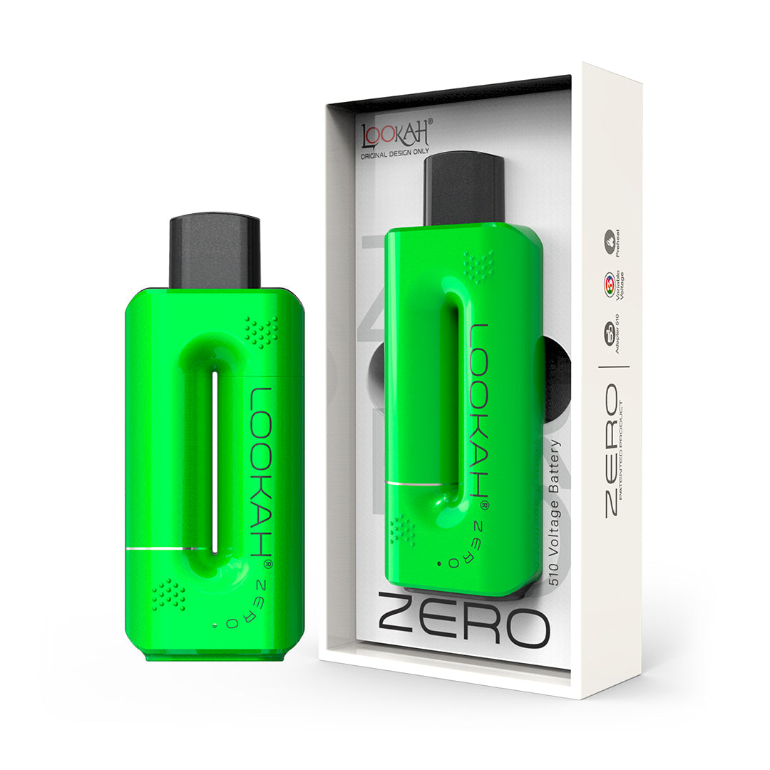 Green Lookah ZERO vape device with packaging on a white background