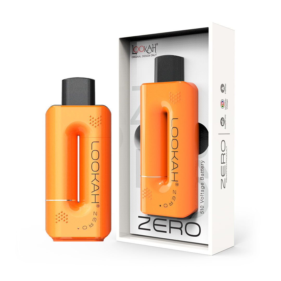 Orange Lookah ZERO vape device with packaging on a white background