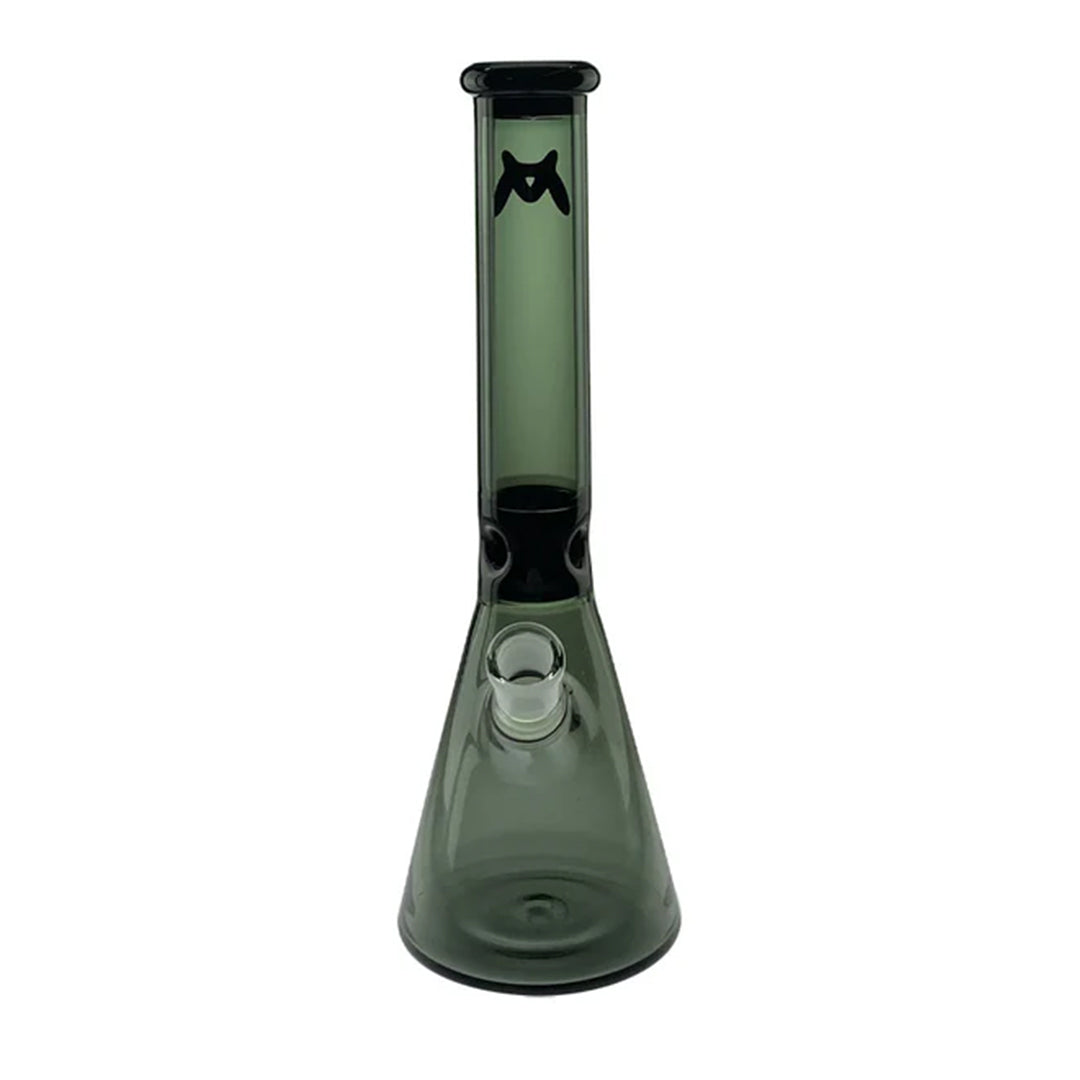 Smoke black  glass water pipe with black accent on a white background