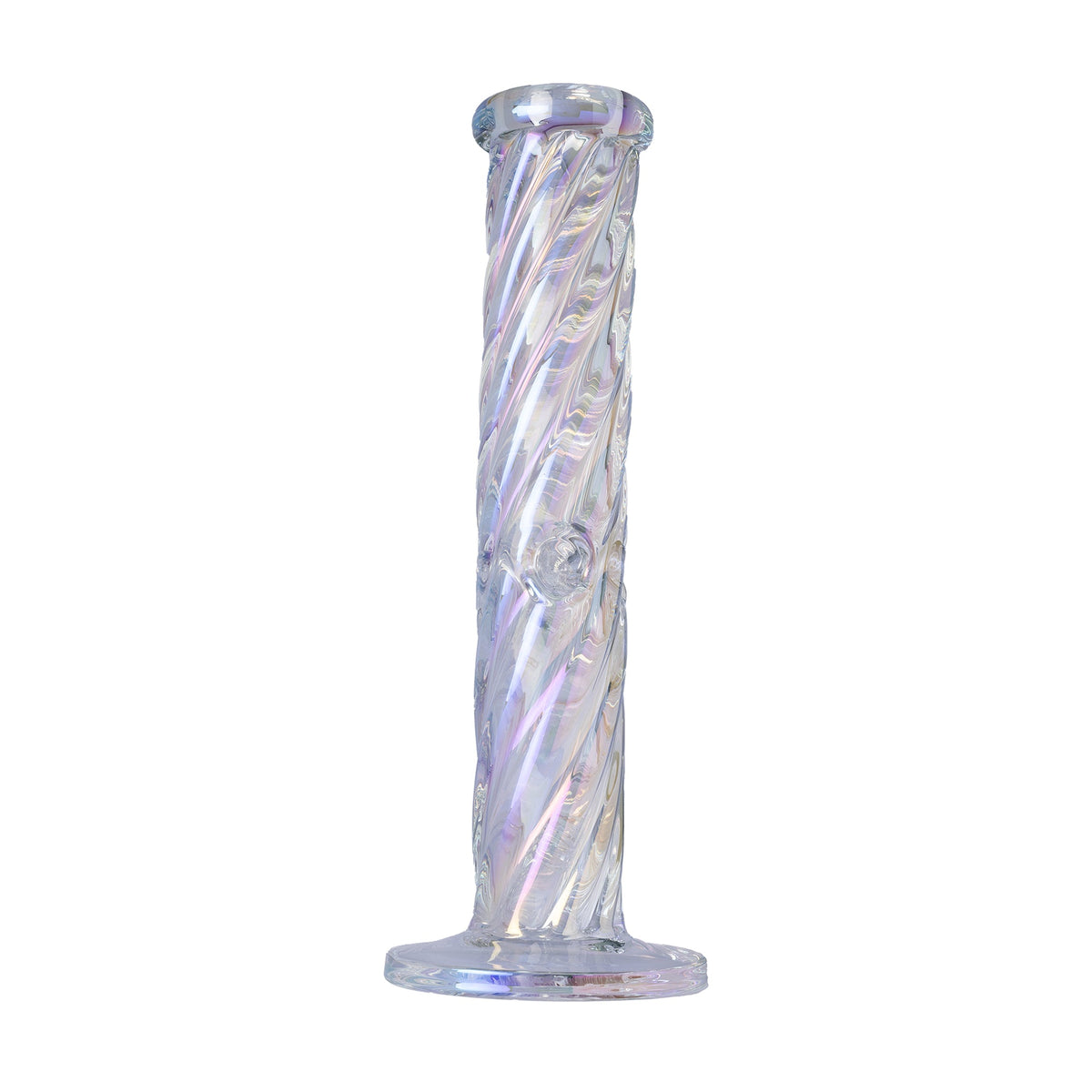 Twisted Iridescent Straight Tube Glass Bong