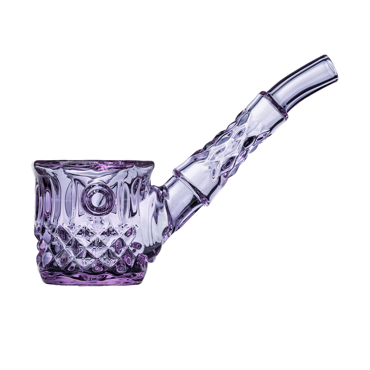 Purple glass pipe on a white background