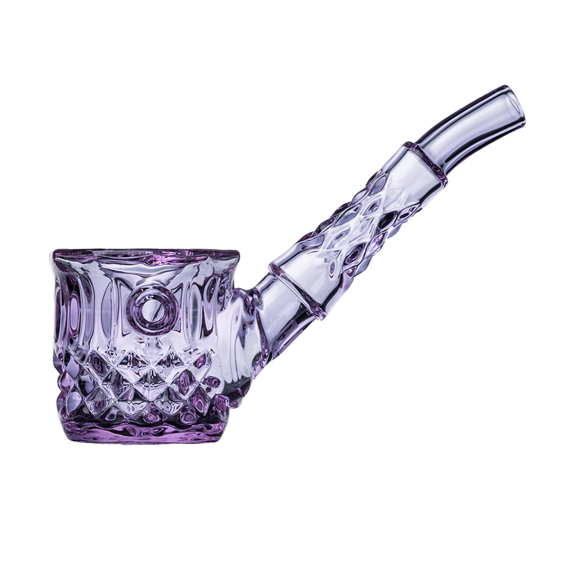 Purple glass pipe on a white background
