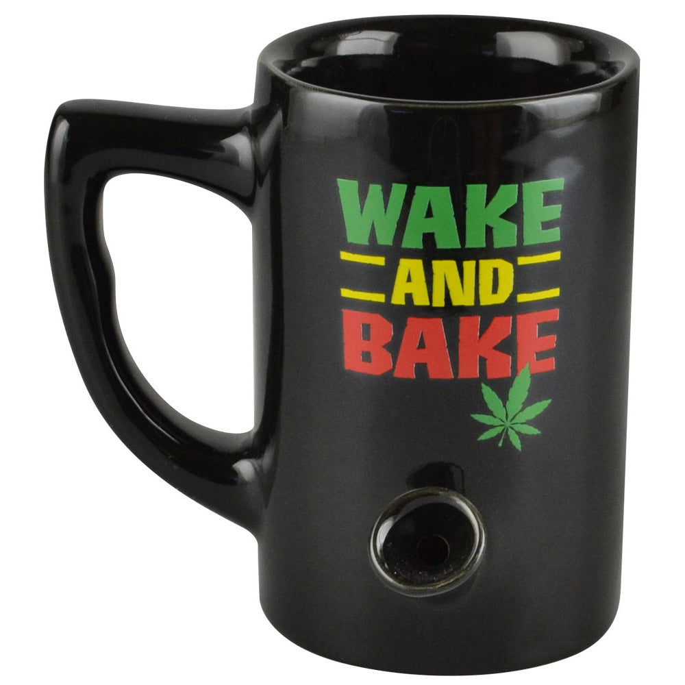 Ceramic Pipe Mug - 8oz / Rasta Wake &amp; Bake