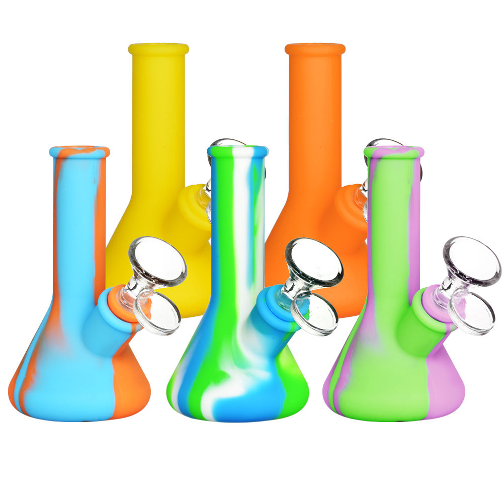 Silicone Beaker Travel Water Pipe- 5&quot; / 14mm F / Colors Vary