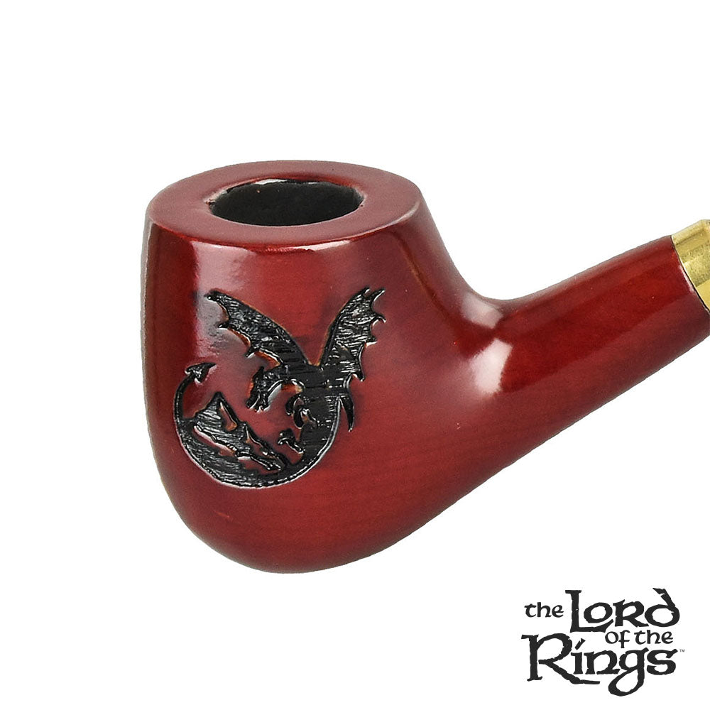 Red pipe with a metallic emblem on a white background, featuring 'The Lord of the Rings' logo.