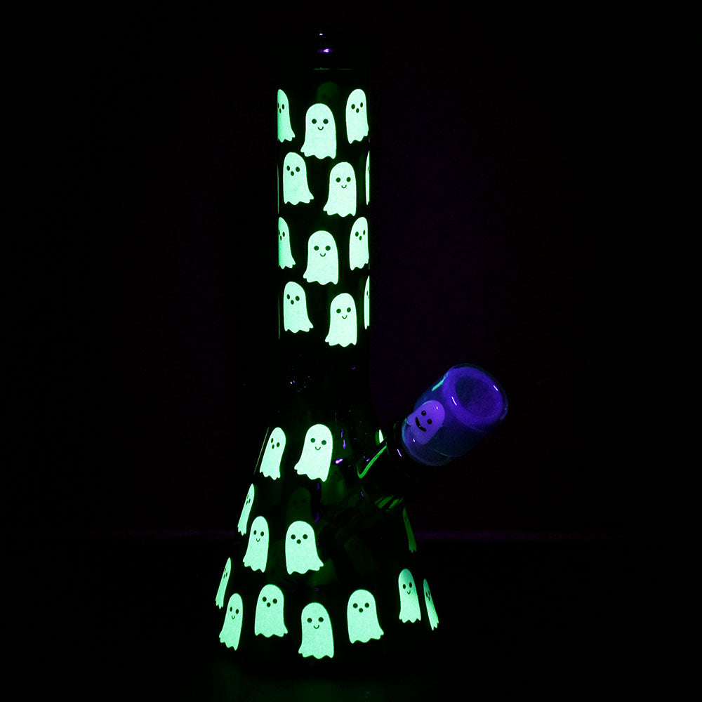 Ghostly Glow Beaker Bong - 10 IN