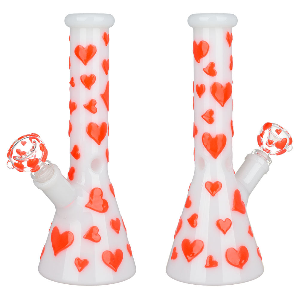 Large Valentines Day Heart Glow In The Dark Beaker Bong